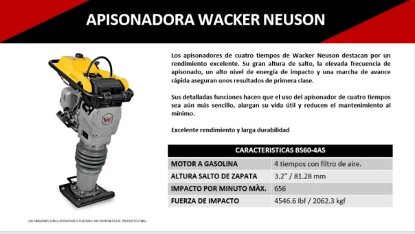 Bomba sumergible con motor 4 tiempos  de segunda mano - Maquinaria Para Compactación-Bailarina Wacker Neuson BS60 4AS