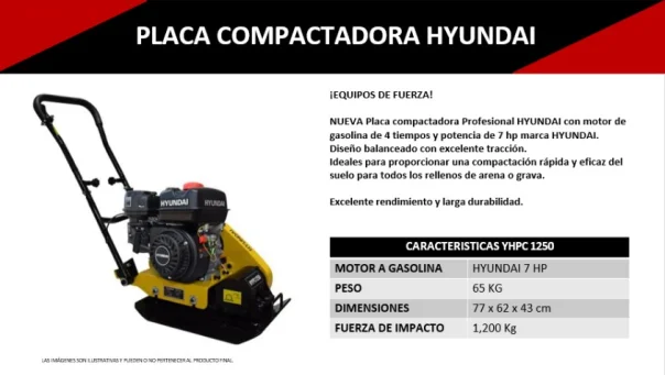 Compactadora de suelos enar  de segunda mano - Maquinaria de Compactación-Placas Compactadoras Hyundai YHPC 1250 Ifamsa