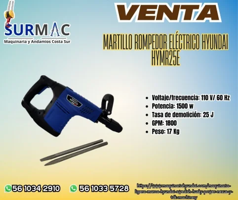 Martillo  de segunda mano - Martillo Rompedor eléctrico HYUNDAI HYMR25E
