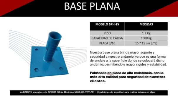 Foto accesorios de andamiaje-base tipo plana ifamsa