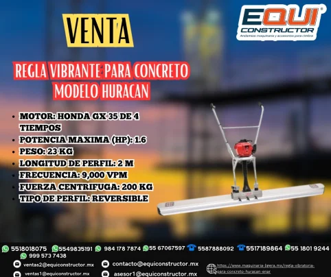 Foto regla vibrante para concreto modelo huracán