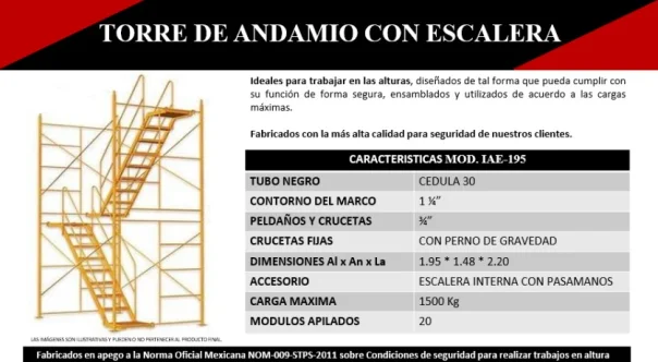 Andamios tubulares ifamsa mexico  de segunda mano - Andamiaje-Torre de Andamio Tubular Con Escalera Ifamsa